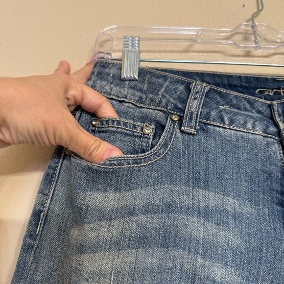 Cache Vintage Embellished Blue Jeans Denim Straight Legs Sz 6 Rhinestones Bling - Picture 6 of 16